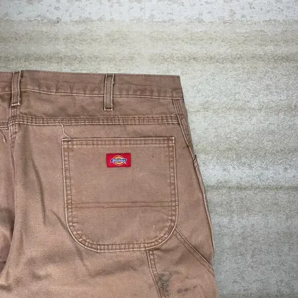 Vintage Y2K Dickies Carpenter Pants 38x34 Baggy Wide Leg Fit Tan Canvas - Picture 3 of 5